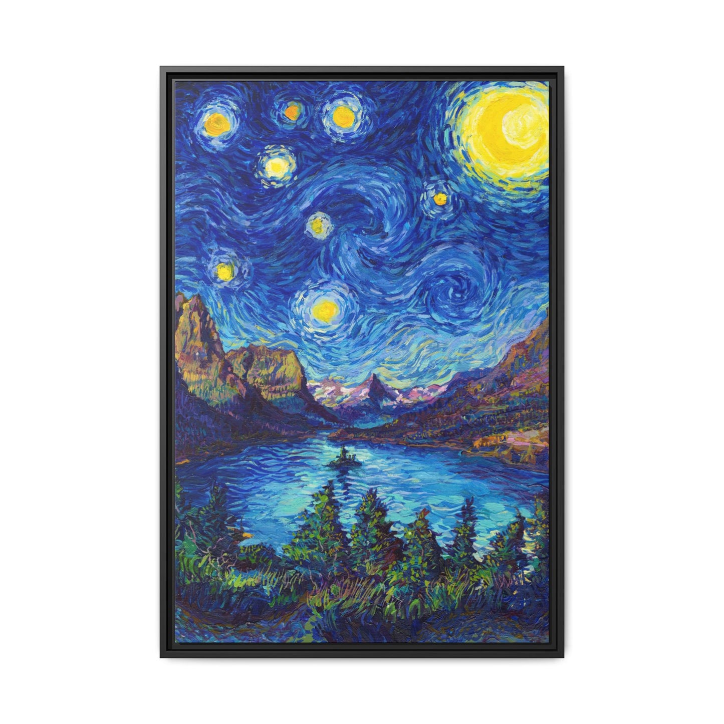 Glacier National Park Framed Canvas - The Starry Night