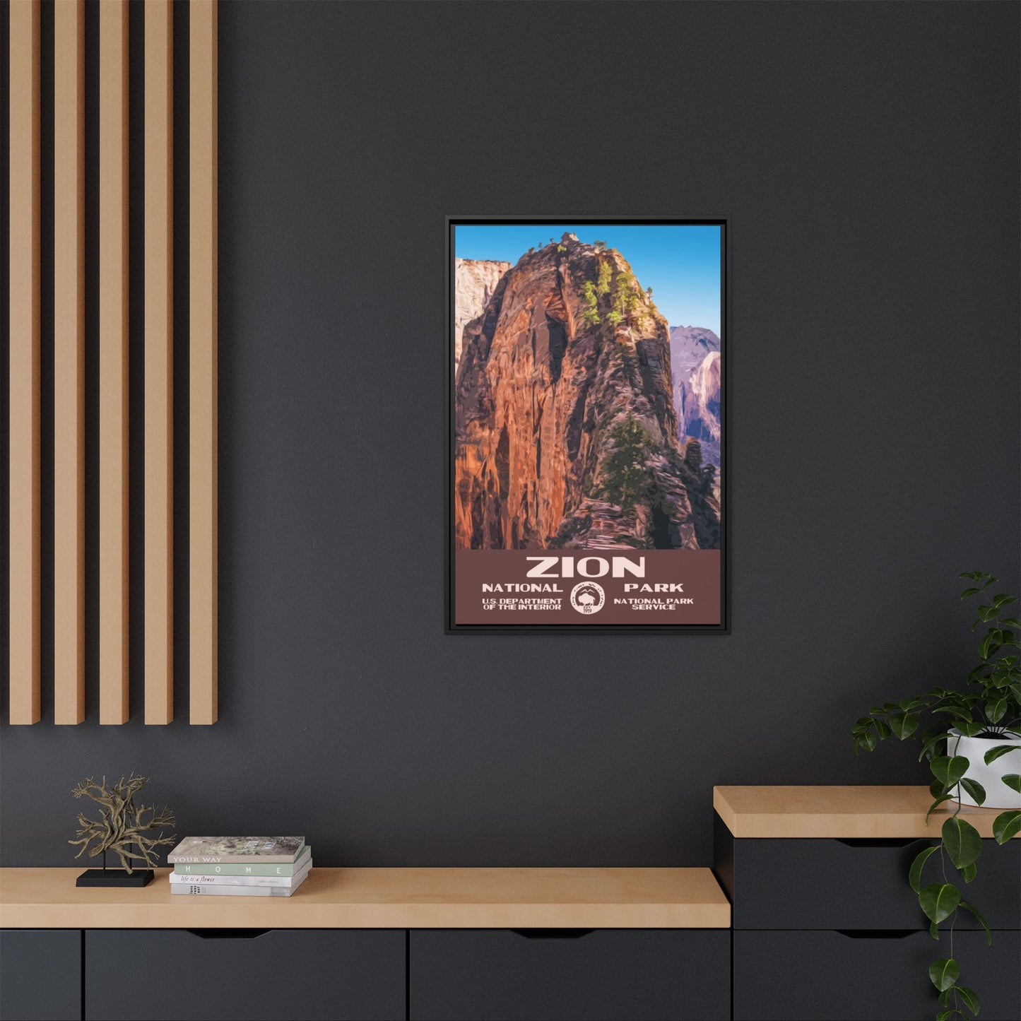Zion National Park Framed Canvas - WPA Poster