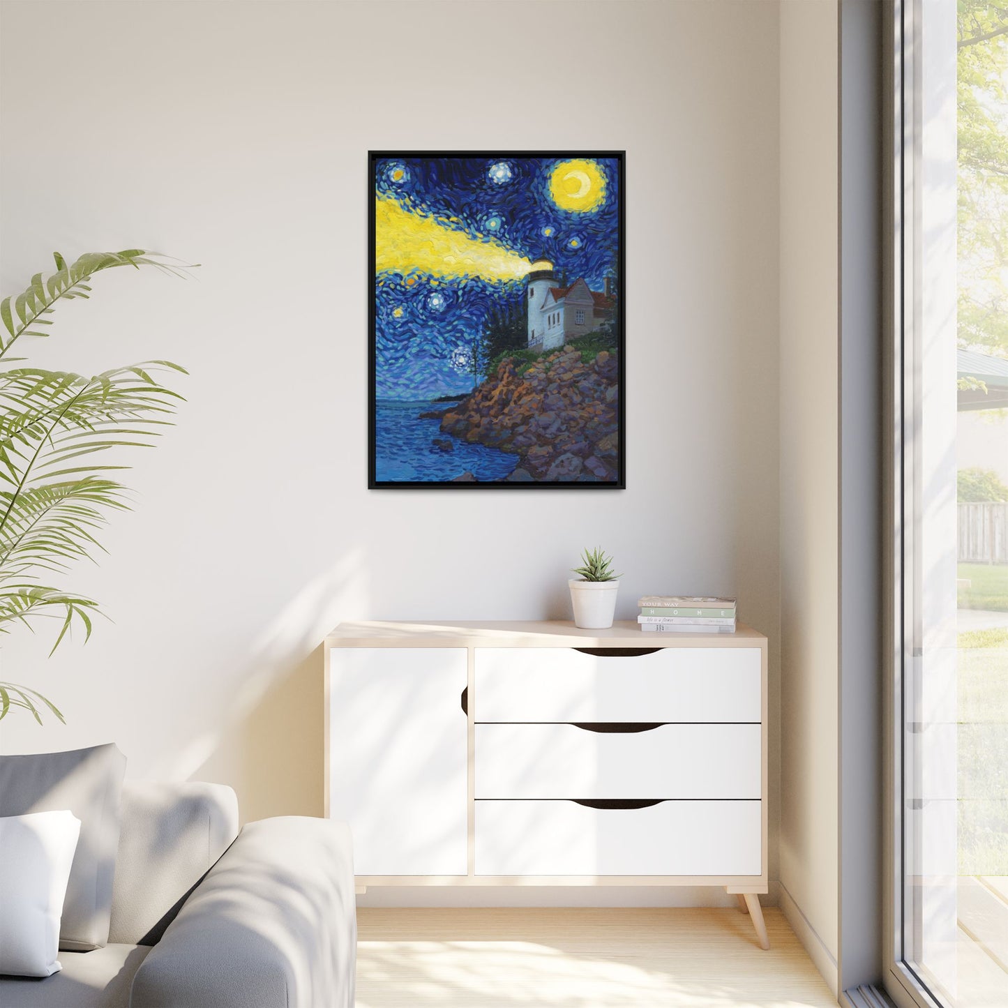 Acadia National Park Framed Canvas - The Starry Night