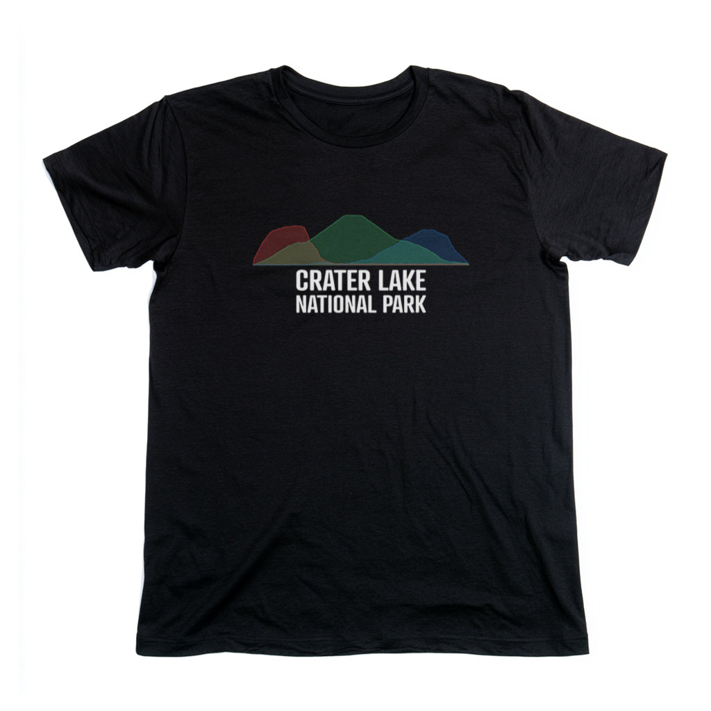 Crater Lake National Park T-Shirt - Histogram Design in Black