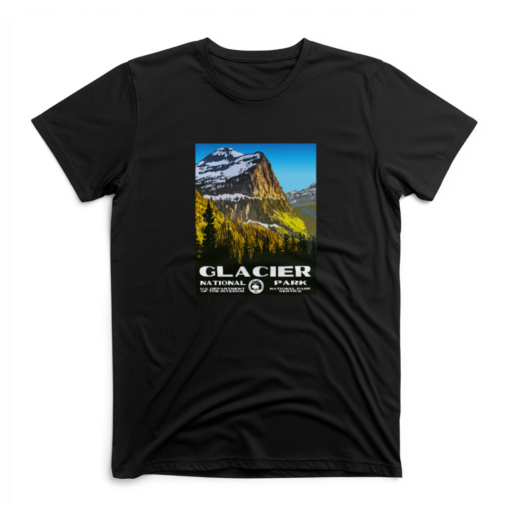 Glacier National Park T-Shirt - WPA Poster in Black
