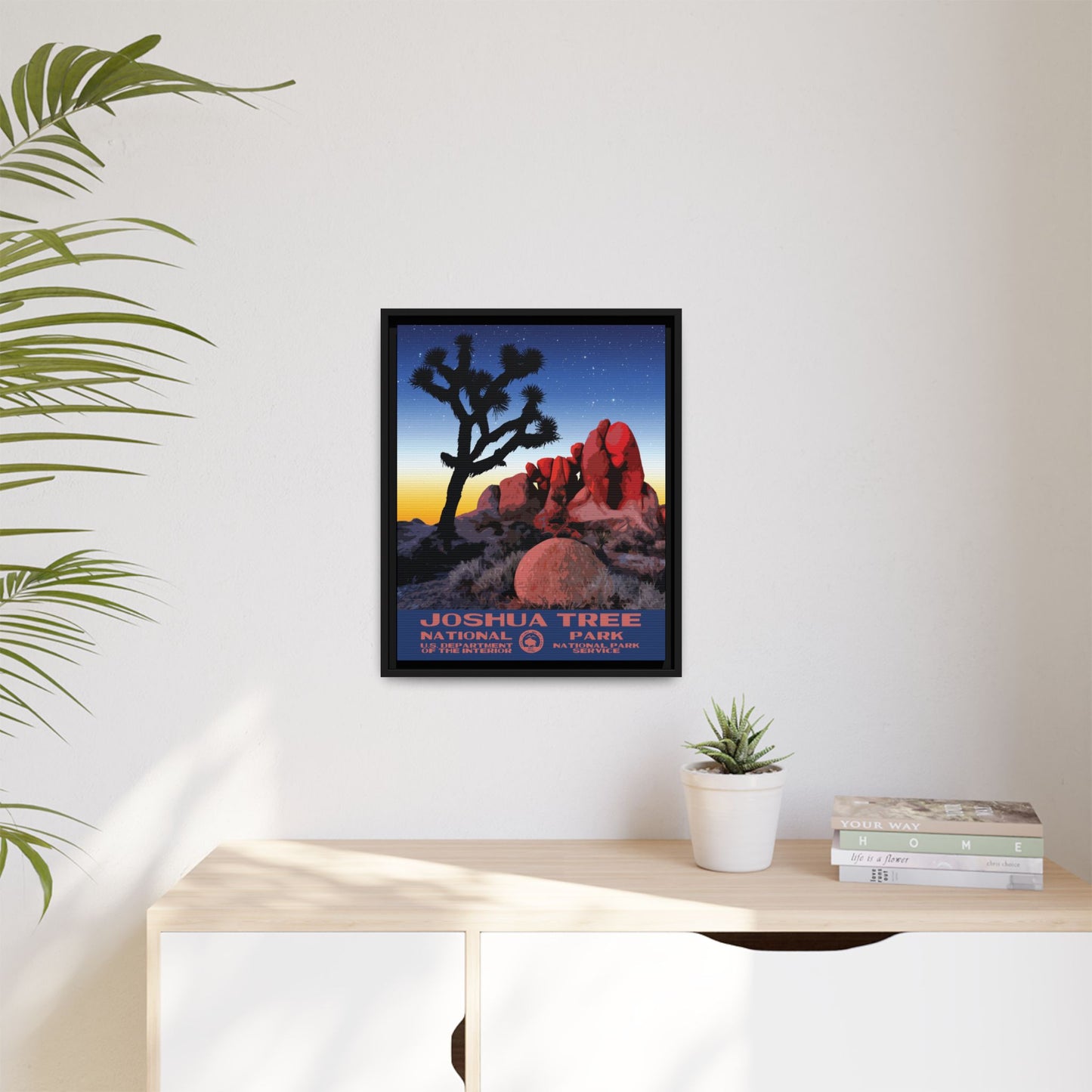 Joshua Tree National Park Framed Canvas - WPA Poster Sunset