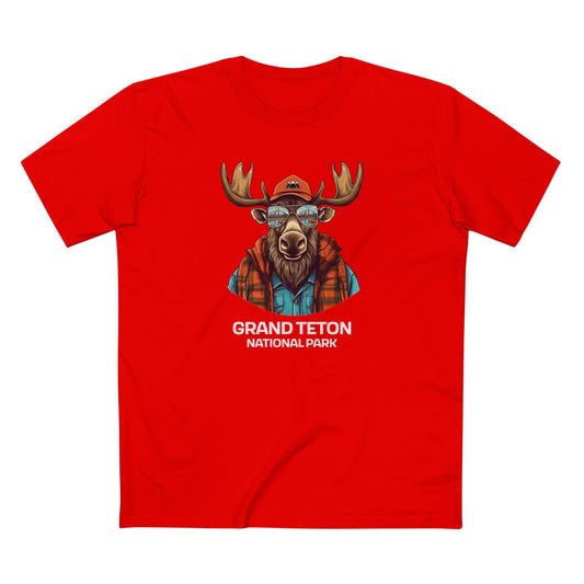 Grand Teton National Park T-Shirt - Cool Moose in Red