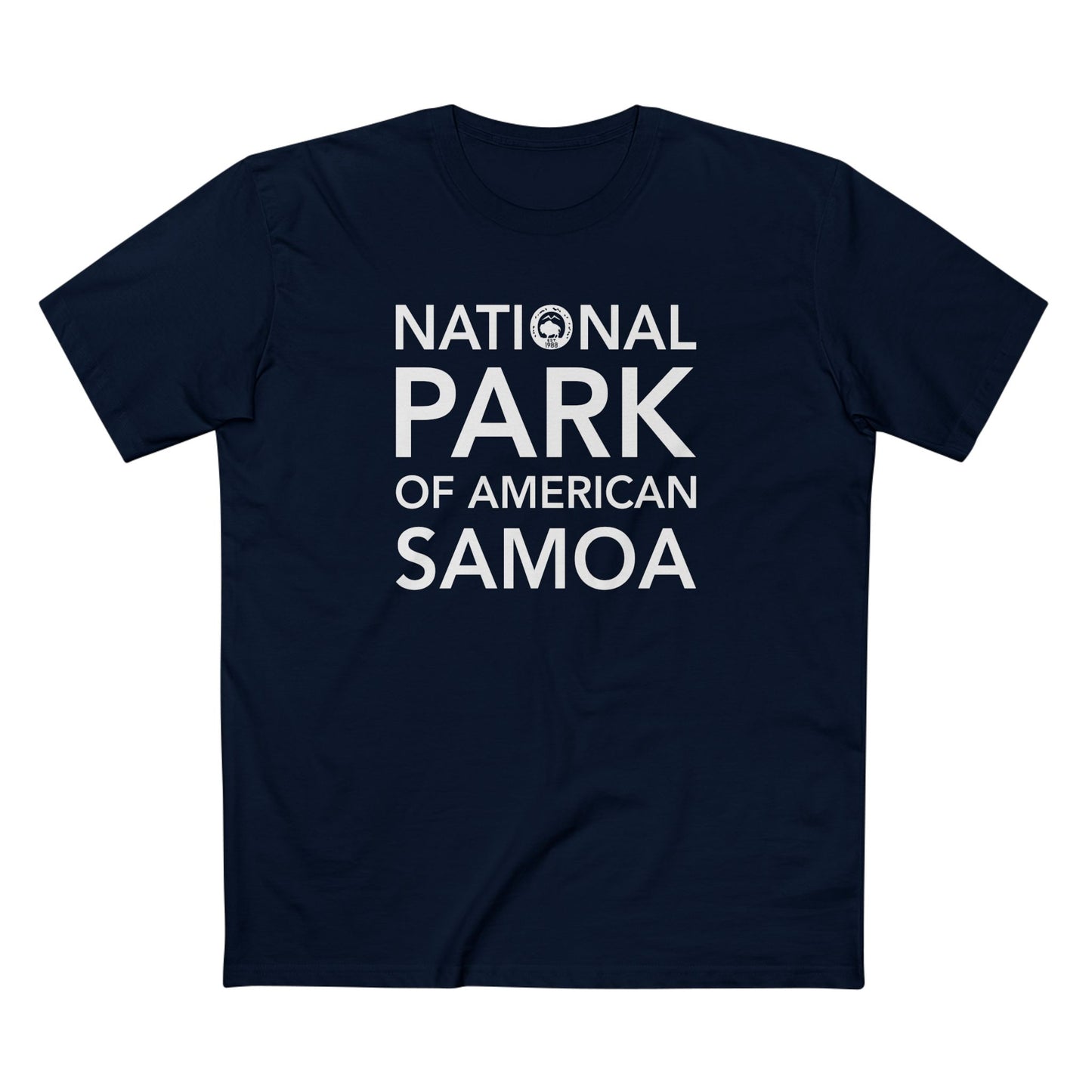 American Samoa National Park T-Shirt Block Text in Navy