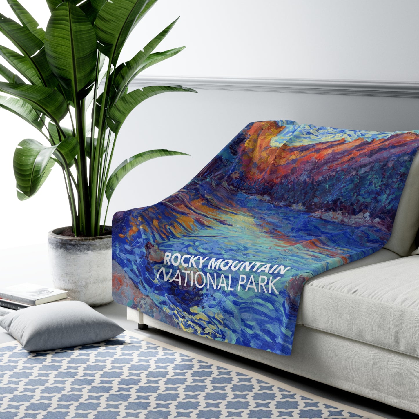 Rocky Mountain National Park Sherpa Blanket - The Starry Night