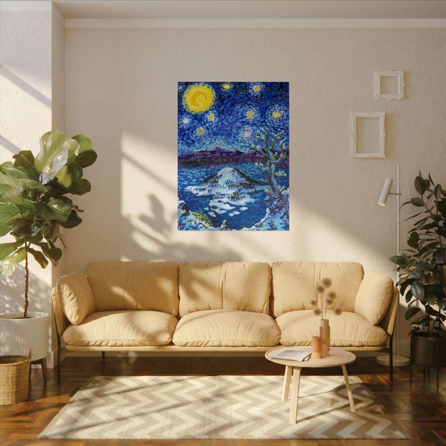 Crater Lake National Park Starry Night Poster - Premium Textured Paper