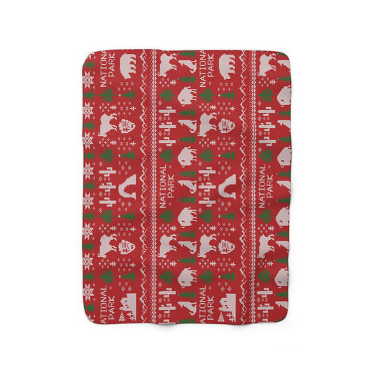 National Park Sherpa Fleece Blanket - Printed Fair Isle Design