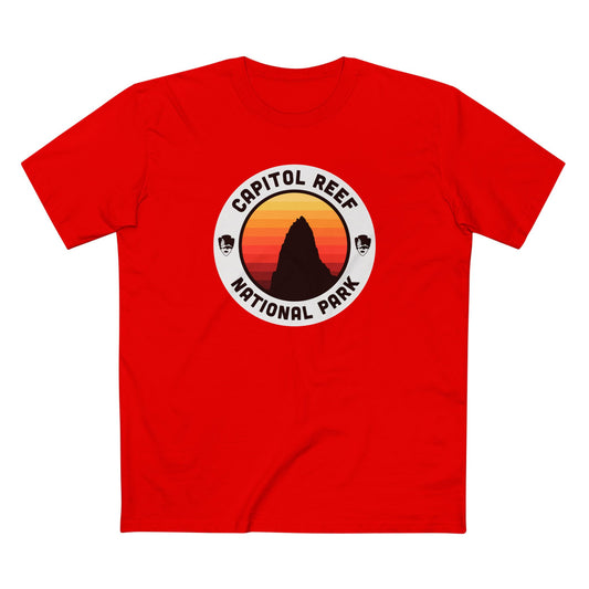 Capitol Reef National Park T-Shirt - Round Badge Design in Red