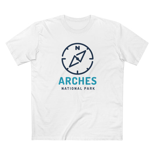 Arches National Park T-Shirt Compass Design in White
