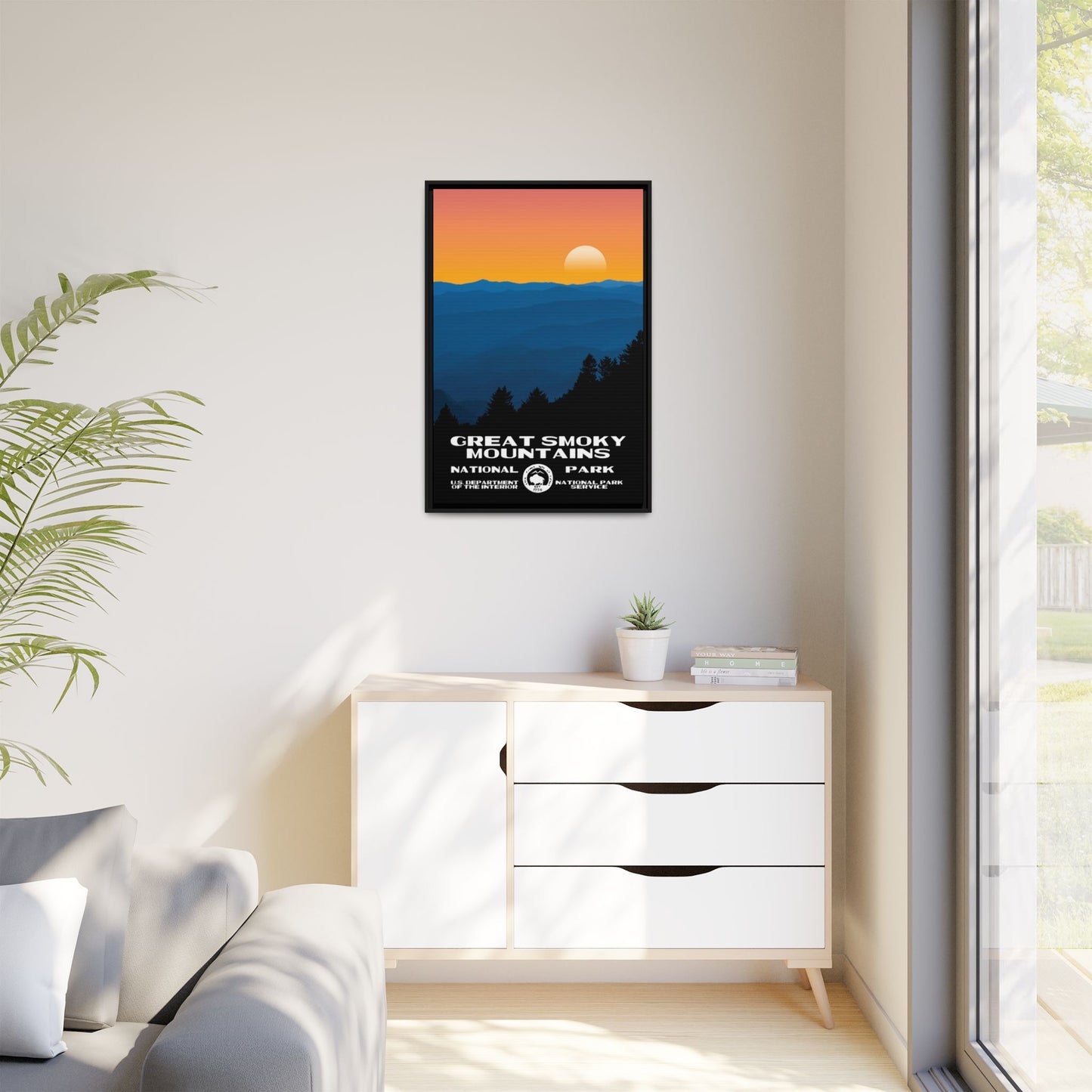 Great Smoky Mountains National Park Framed Canvas - WPA Poster