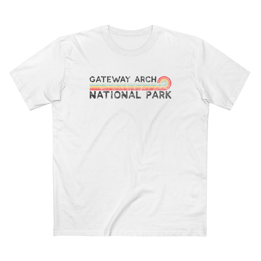Gateway Arch National Park T-Shirt - Vintage Stretched Sunrise in White