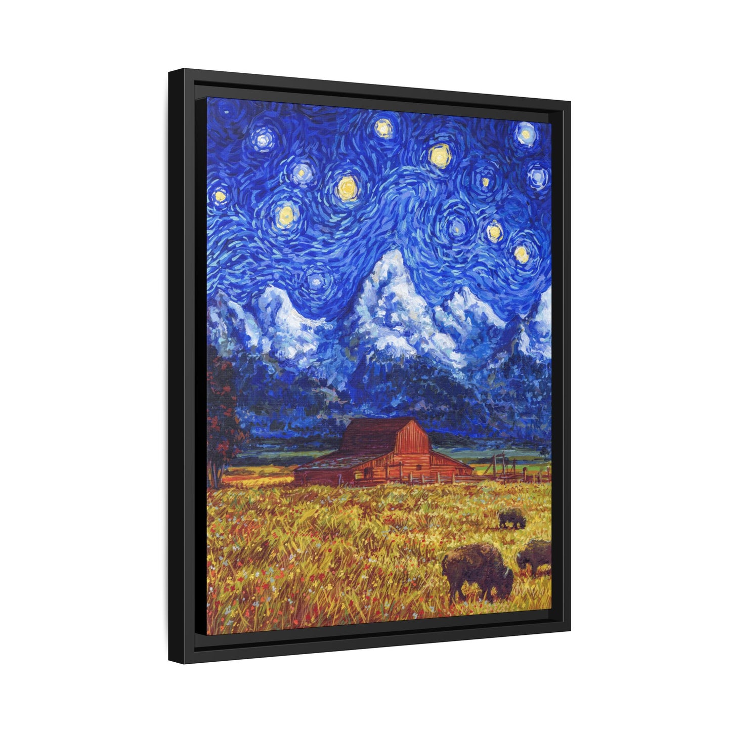 Grand Teton National Park Framed Canvas - The Starry Night
