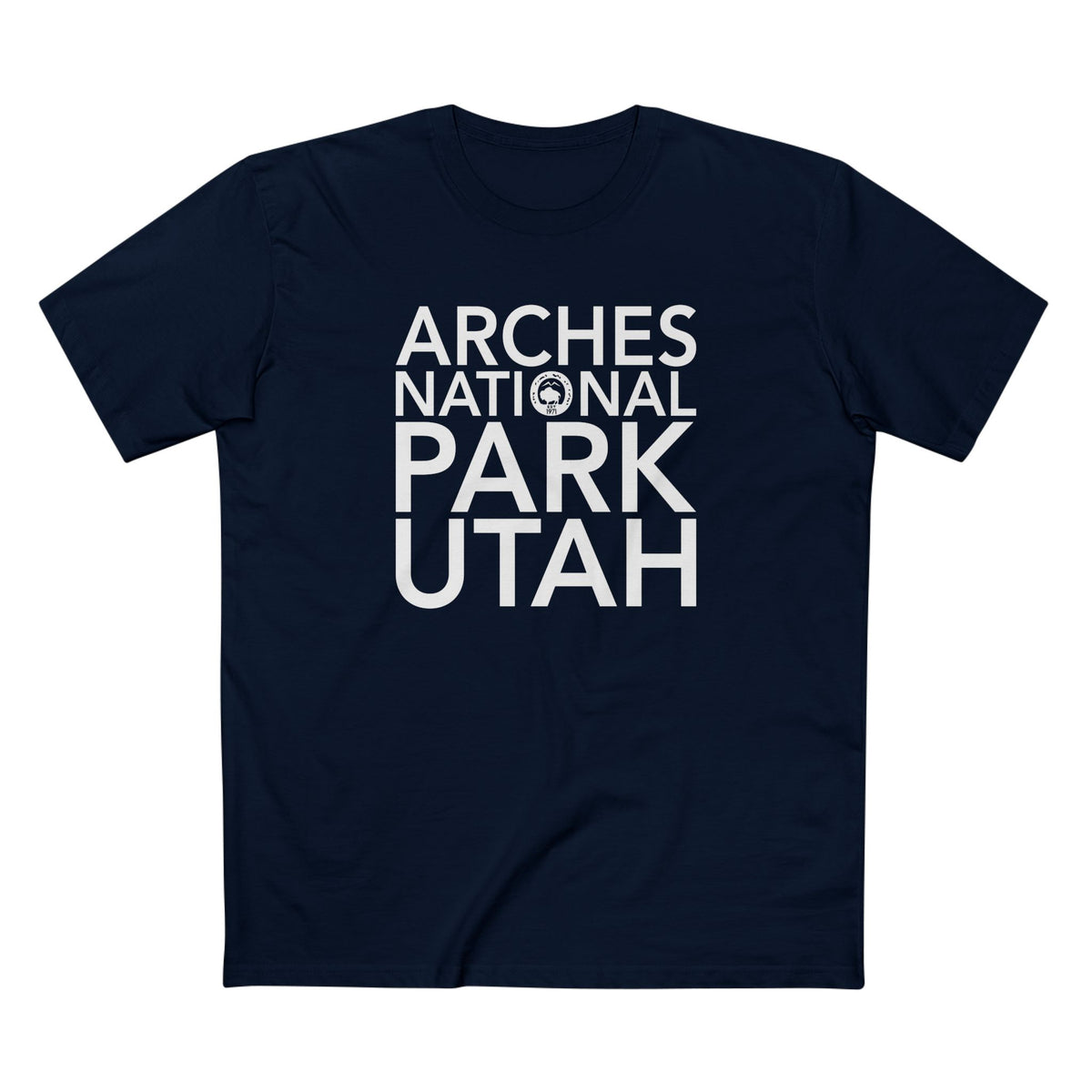 Arches National Park T-Shirt Block Text in Navy