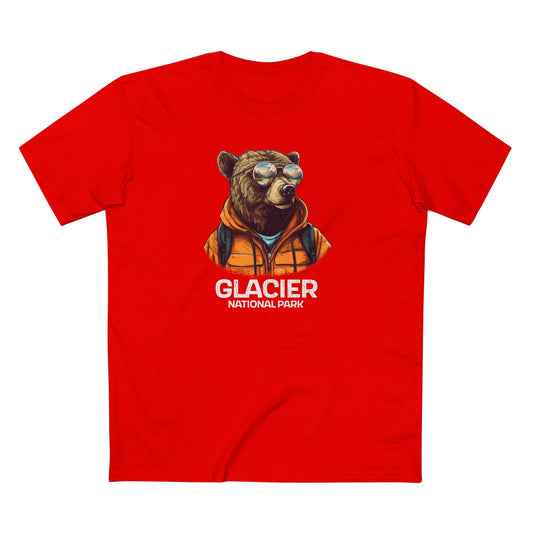 Glacier National Park T-Shirt - Grizzly Bear in Red