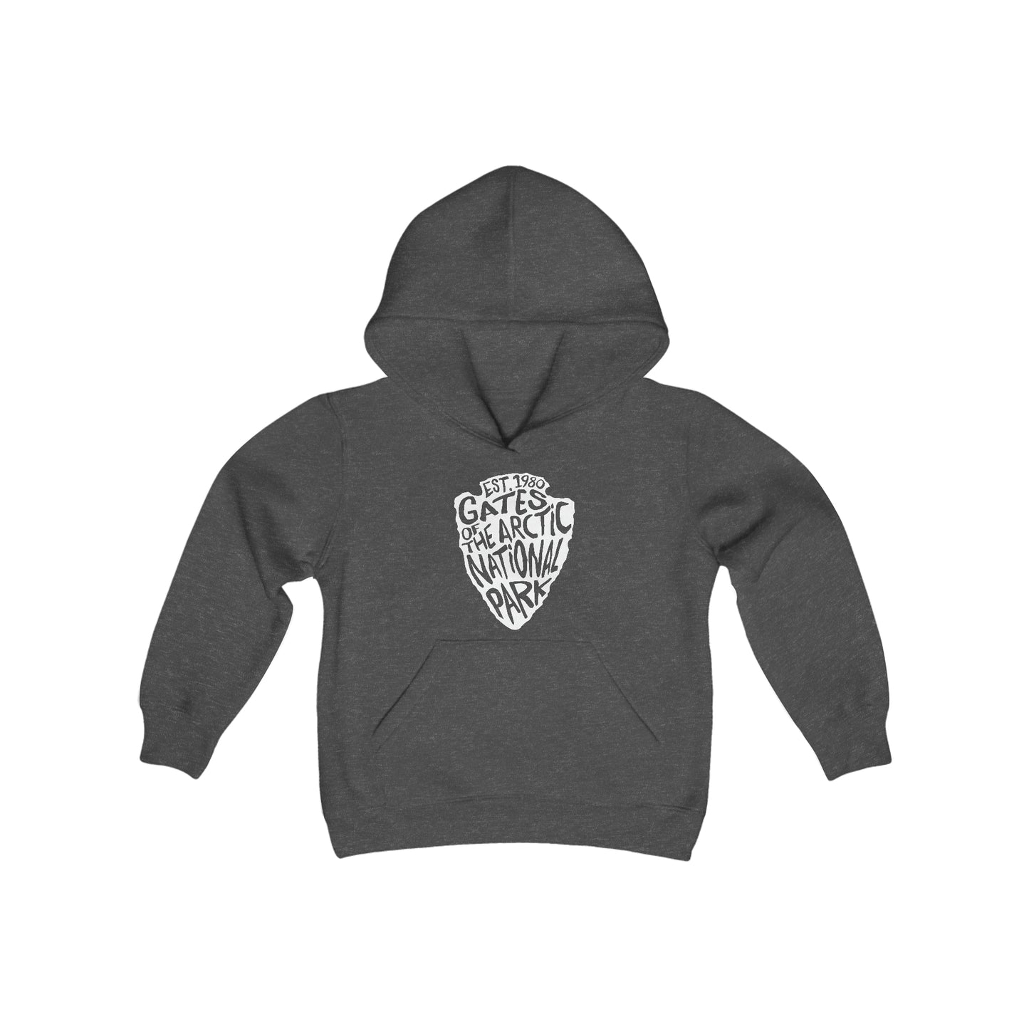 Gates of the Arctic National Park Kids Hoodie - Arrowhead Chunky Text