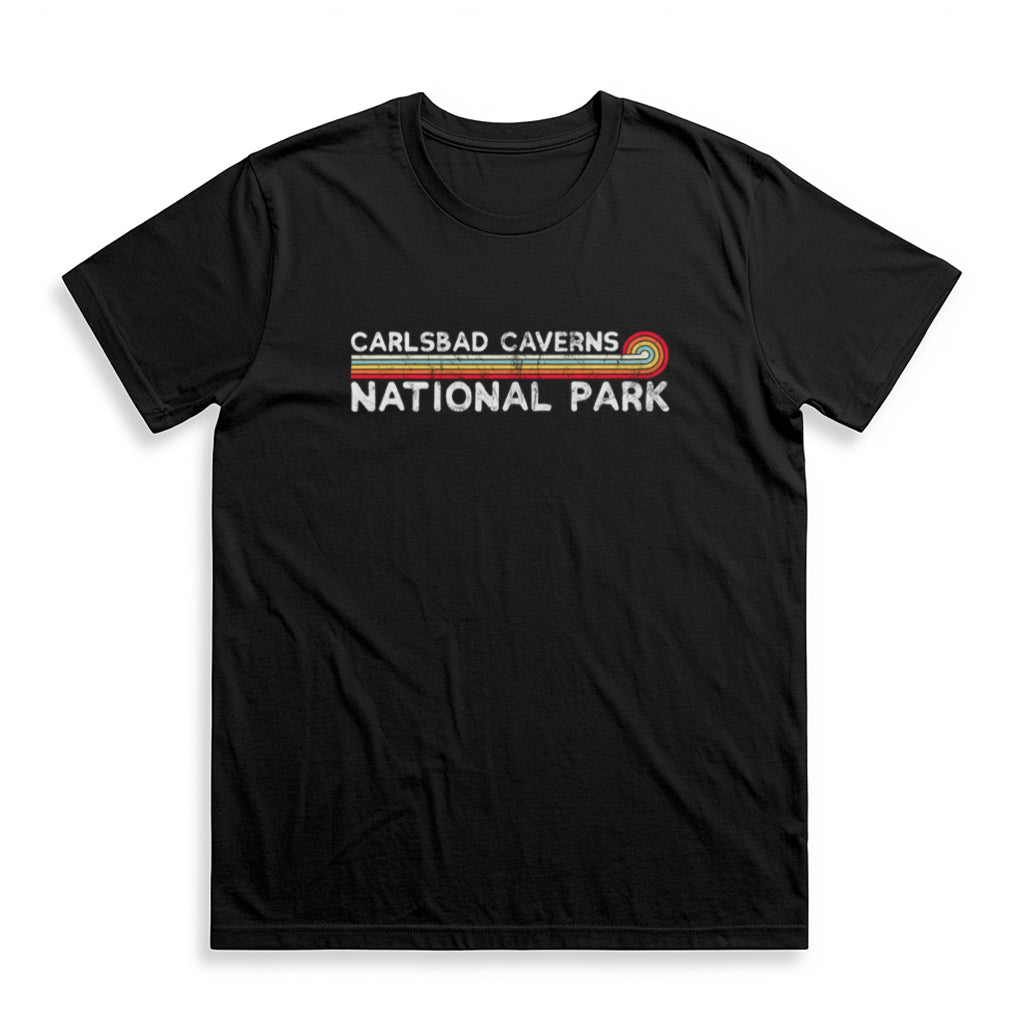 Carlsbad Caverns National Park T-Shirt - Vintage Stretched Sunrise in Black