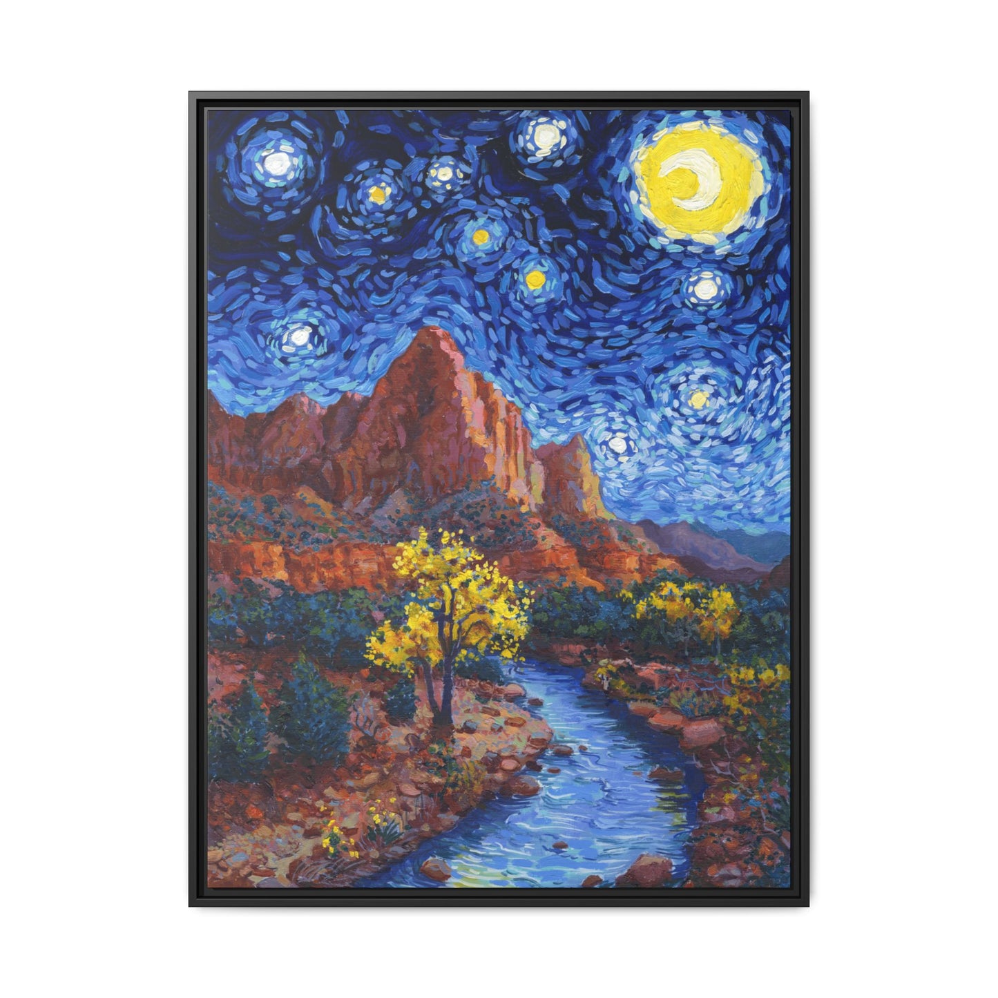 Zion National Park Framed Canvas - The Starry Night
