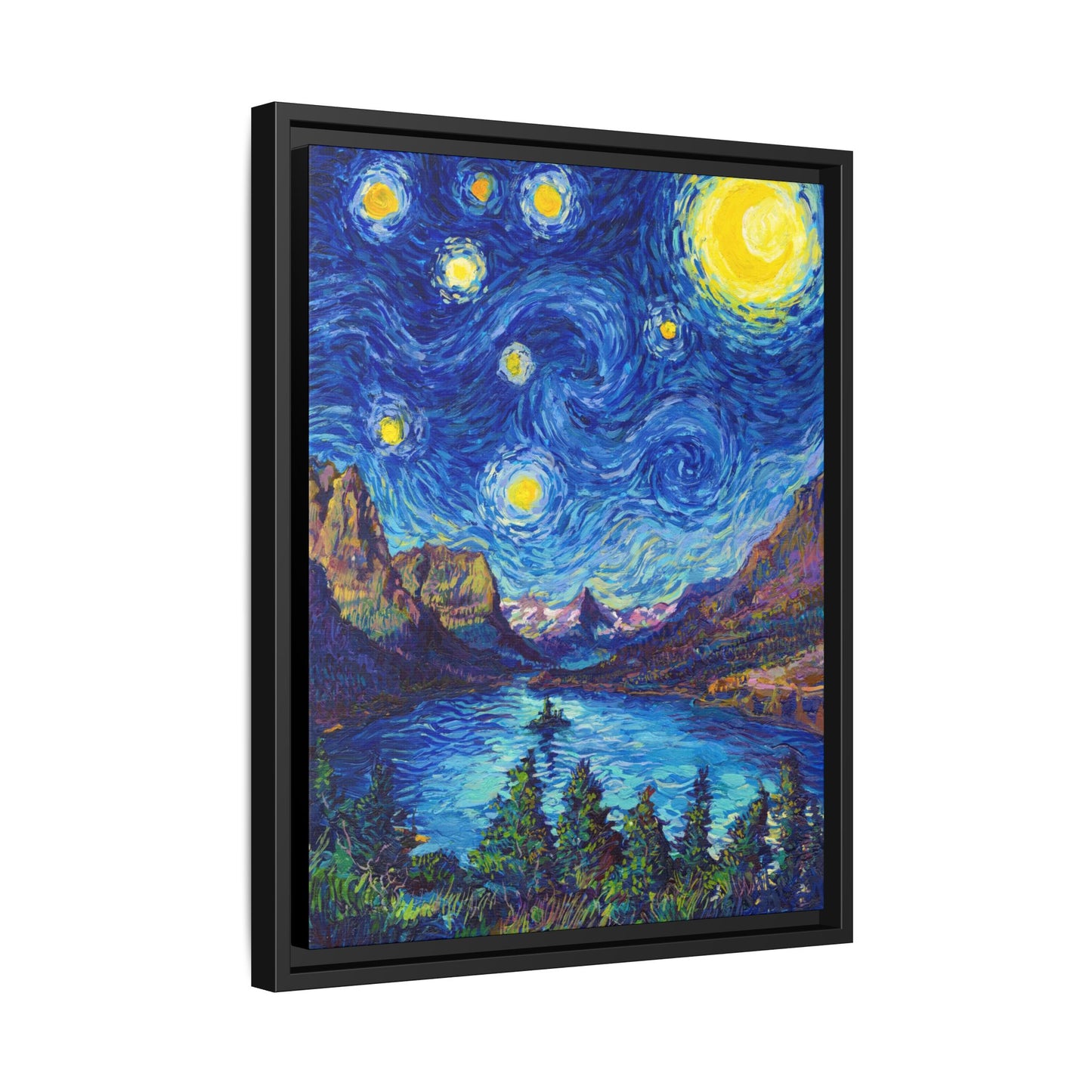 Glacier National Park Framed Canvas - The Starry Night