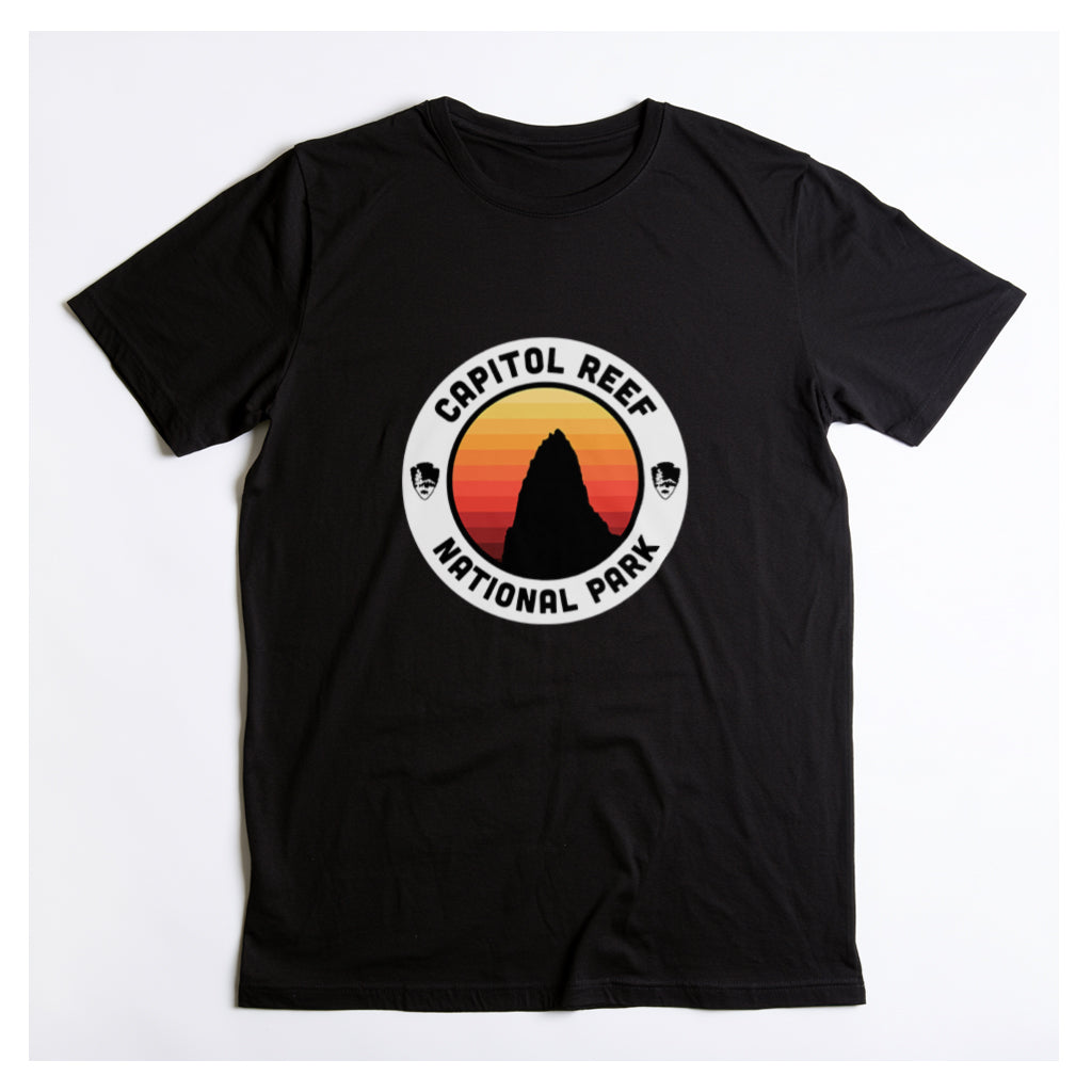 Capitol Reef National Park T-Shirt - Round Badge Design in Black