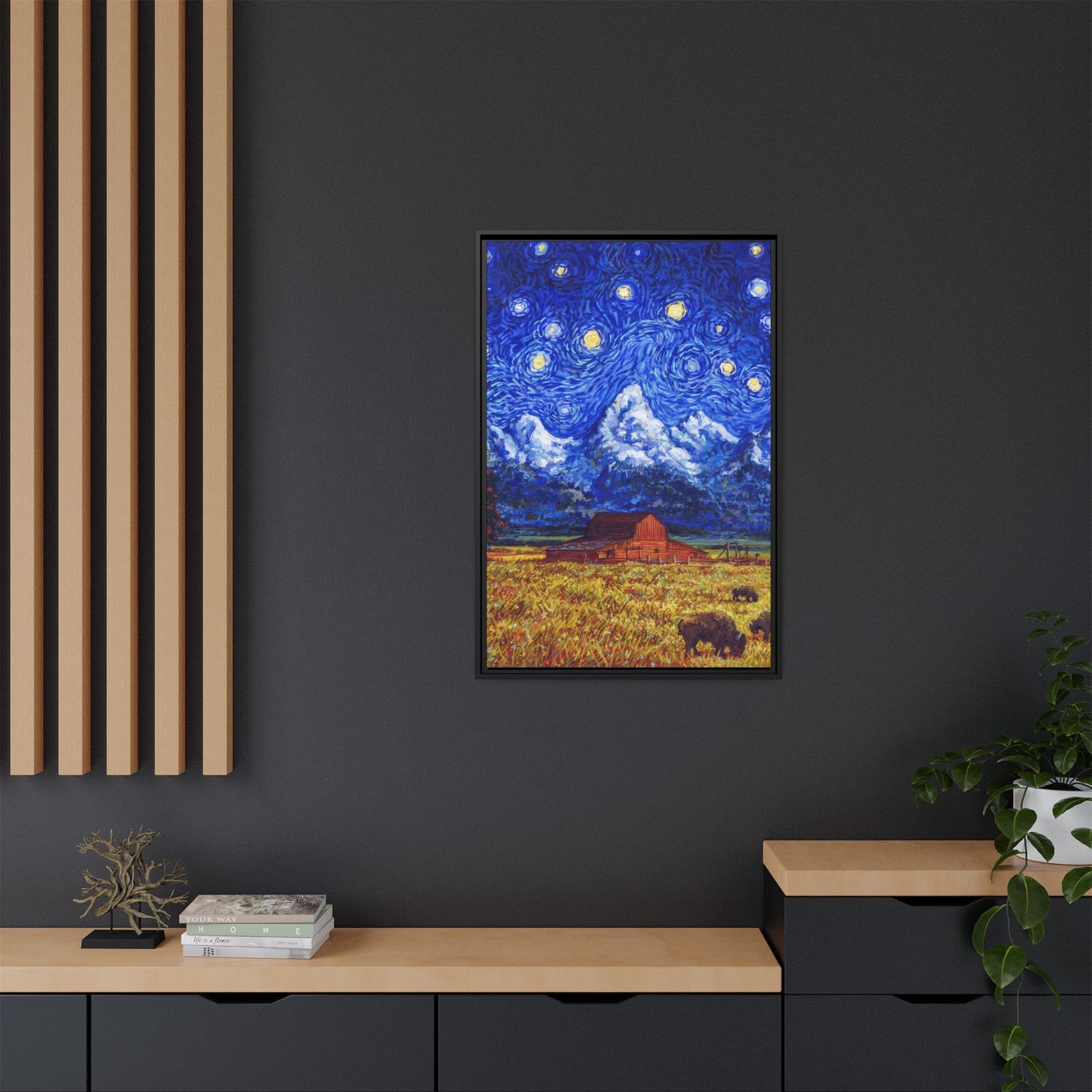 Grand Teton National Park Framed Canvas - The Starry Night