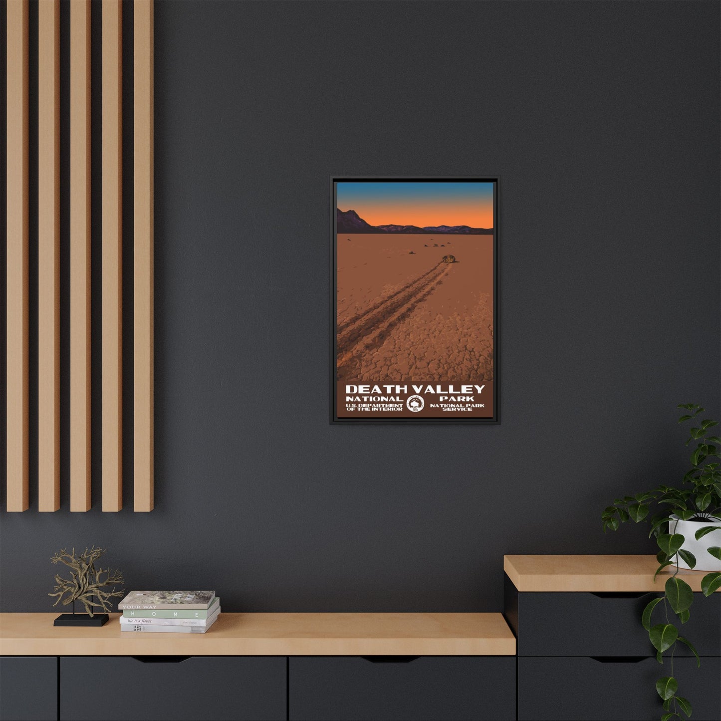 Death Valley National Park Framed Canvas - WPA Poster Racetrack Playa