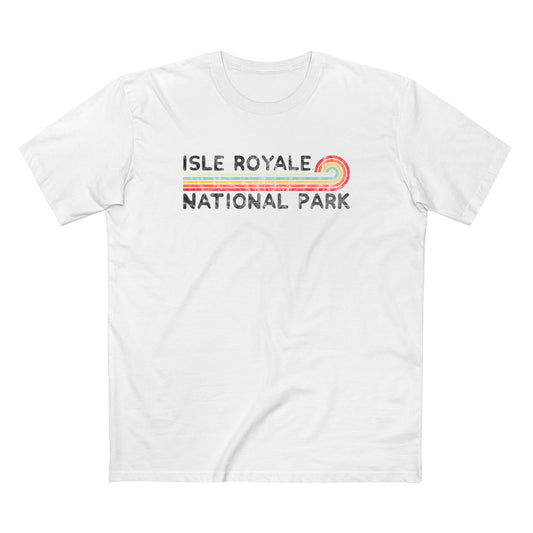 Isle Royale National Park T-Shirt - Vintage Stretched Sunrise in White
