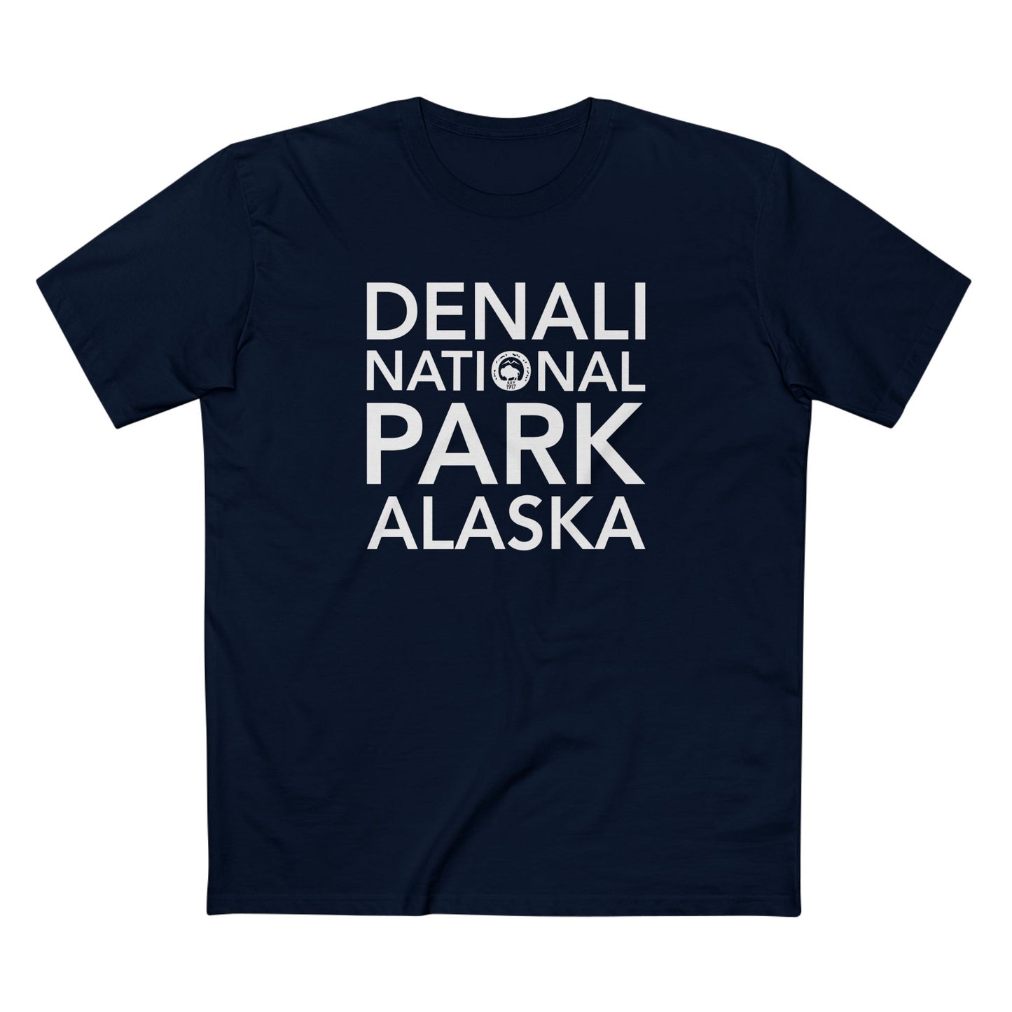 Denali National Park T-Shirt Block Text in Navy