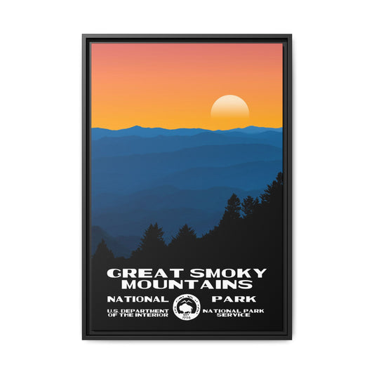 Great Smoky Mountains National Park Framed Canvas - WPA Poster