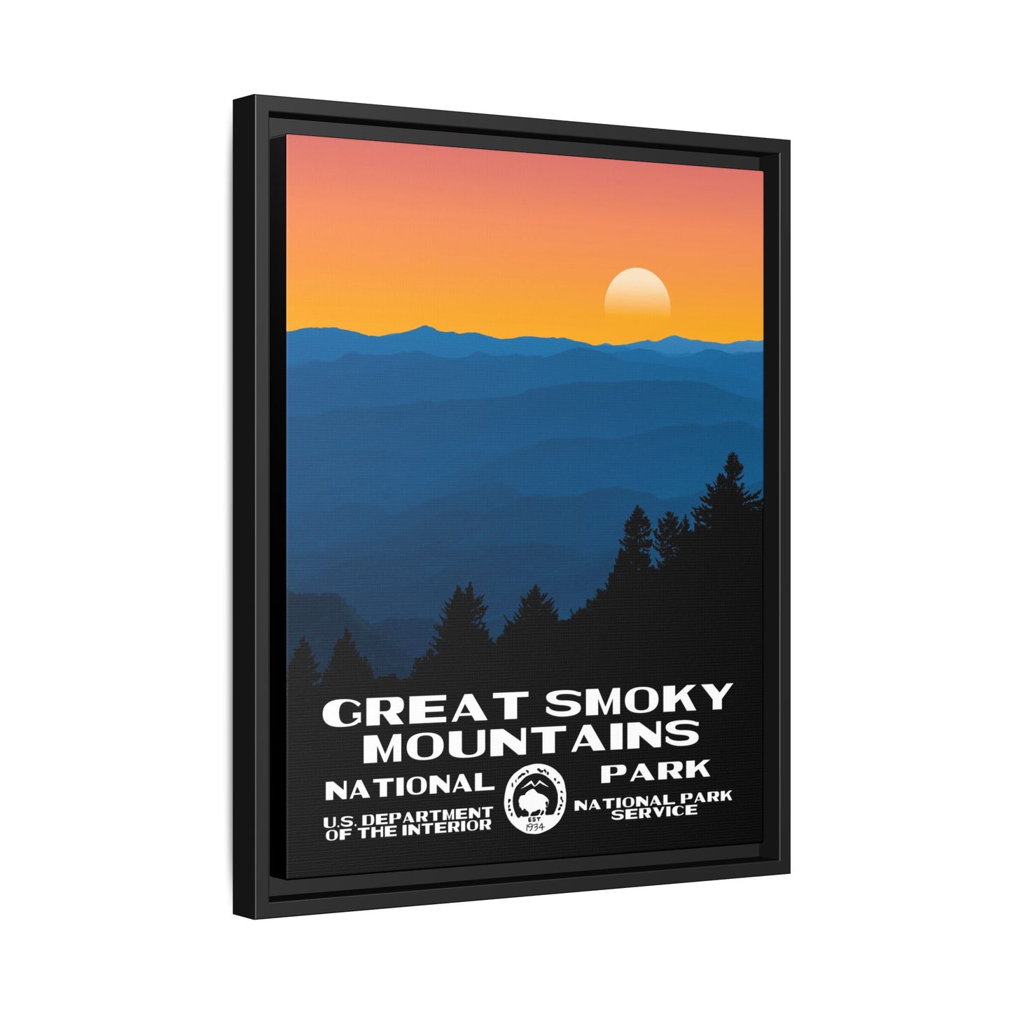 Great Smoky Mountains National Park Framed Canvas - WPA Poster