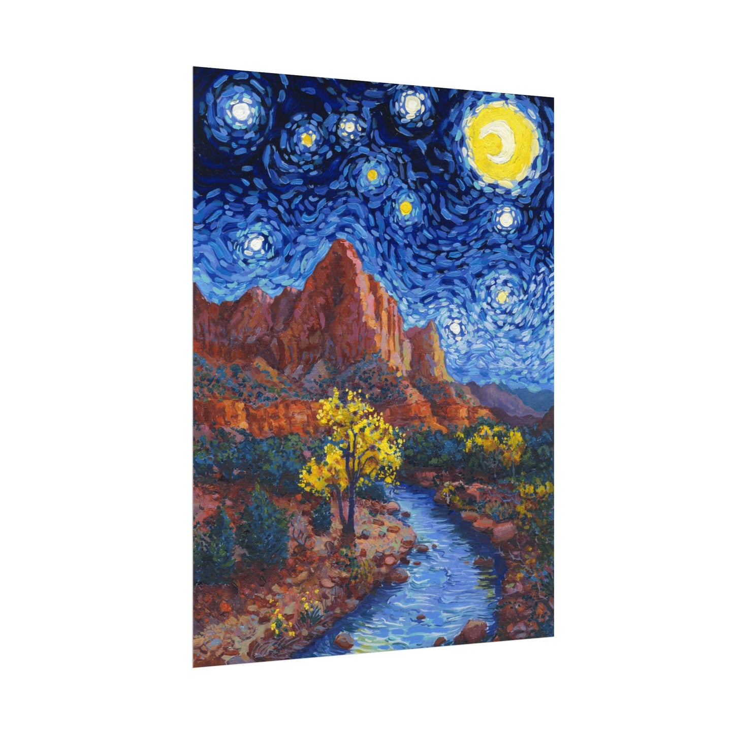 Zion National Park Starry Night Poster - Premium Textured Paper