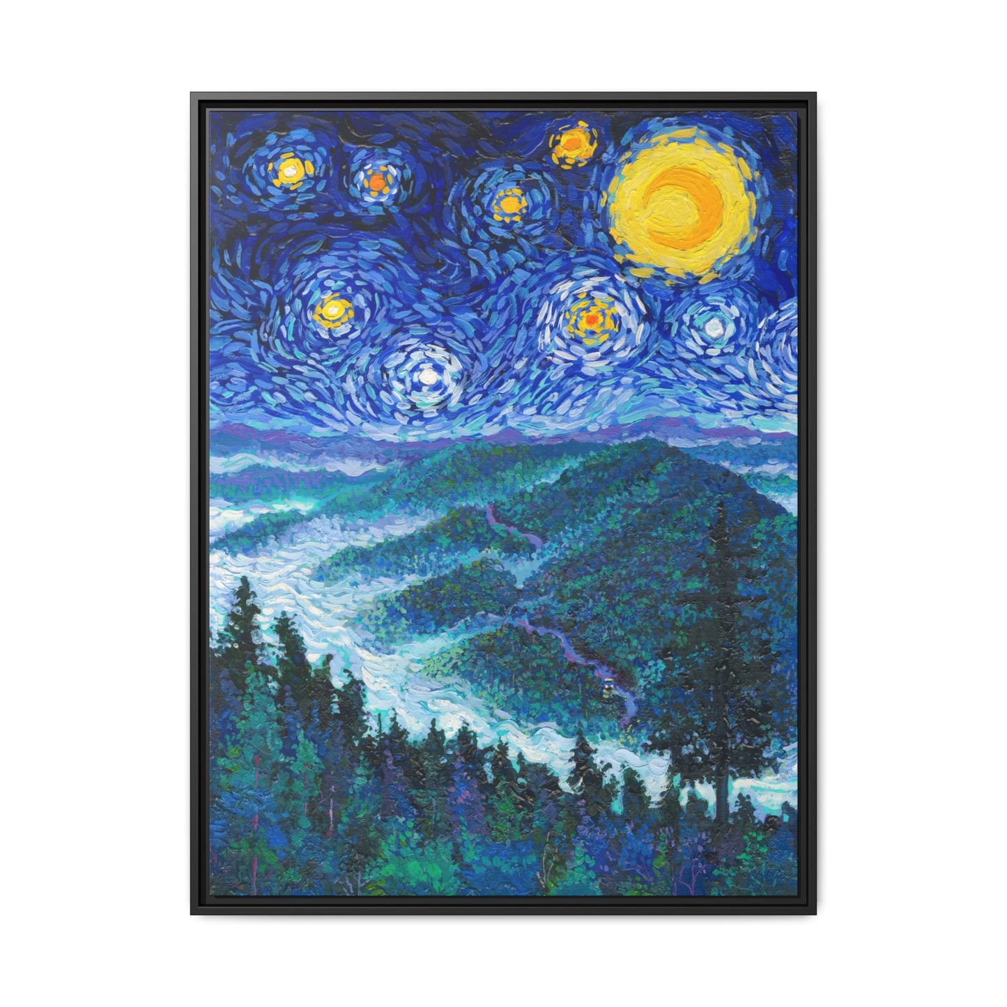 Great Smoky Mountains National Park Framed Canvas - The Starry Night
