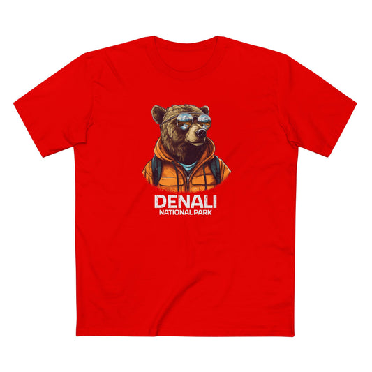 Denali National Park T-Shirt - Grizzly Bear in Red