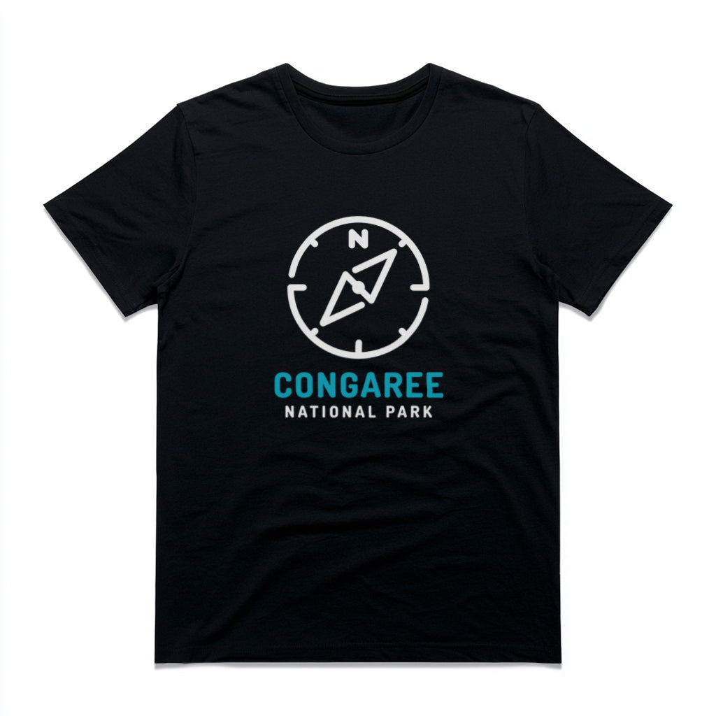 Congaree National Park T-Shirt Compass Design in Black