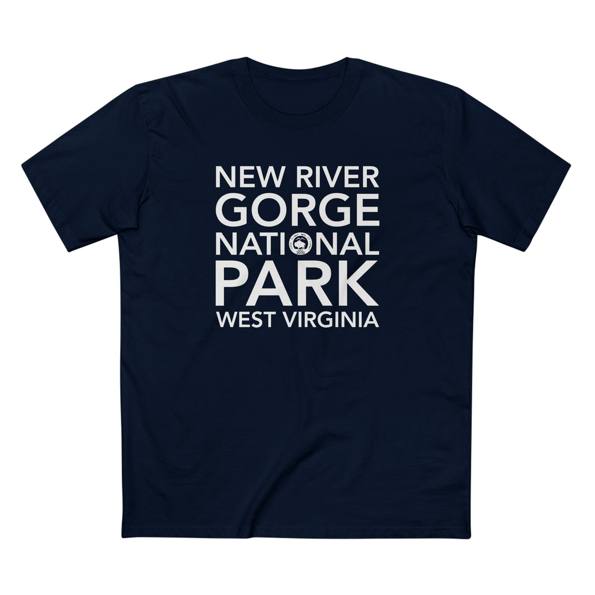 New River Gorge National Park T-Shirt Block Text in Navy