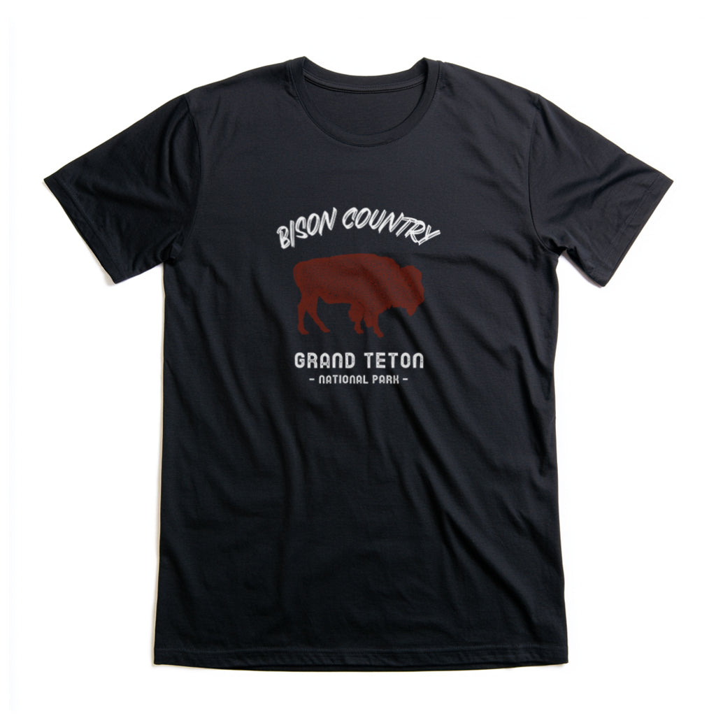 Grand Teton National Park T-Shirt - Bison Country in Black