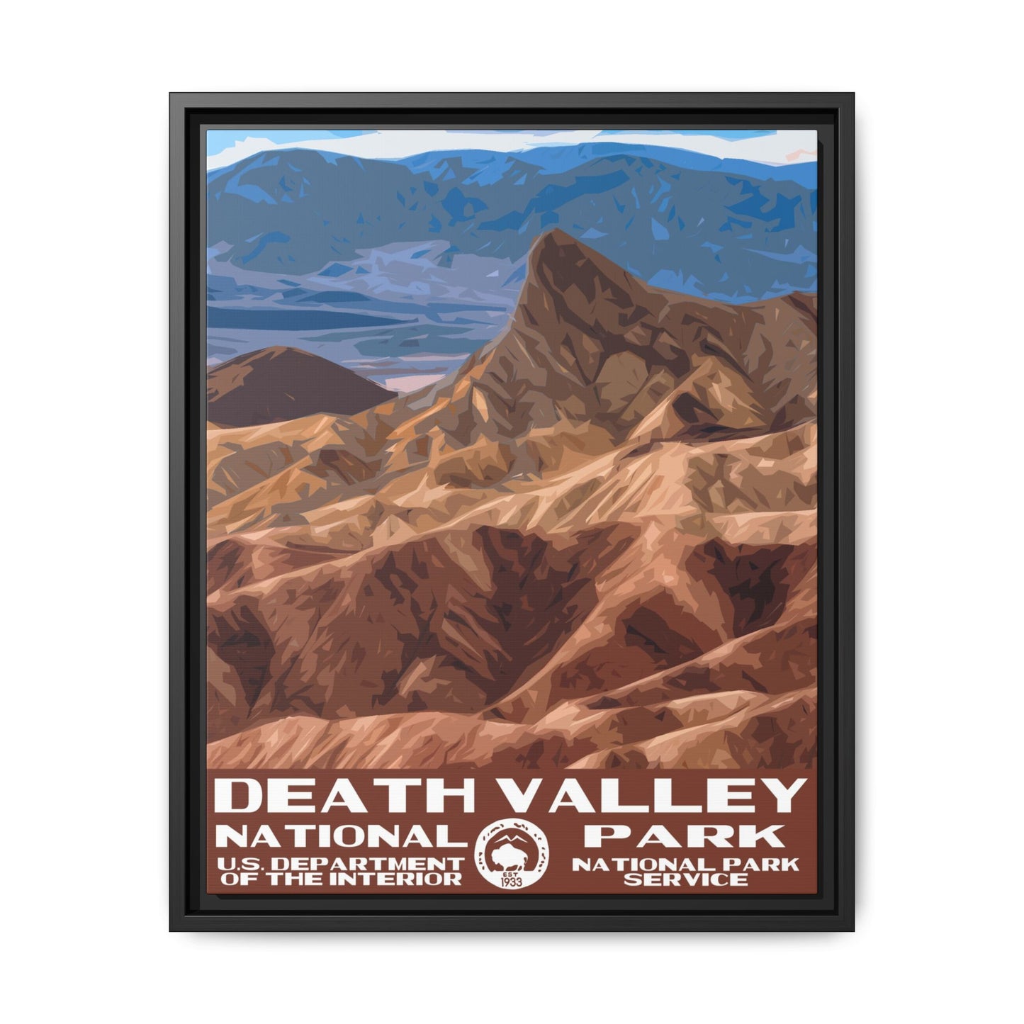 Death Valley National Park Framed Canvas - WPA Poster Zabriskie Point