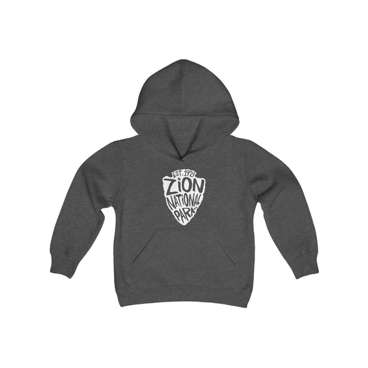 Zion National Park Kids Hoodie - Arrowhead Chunky Text