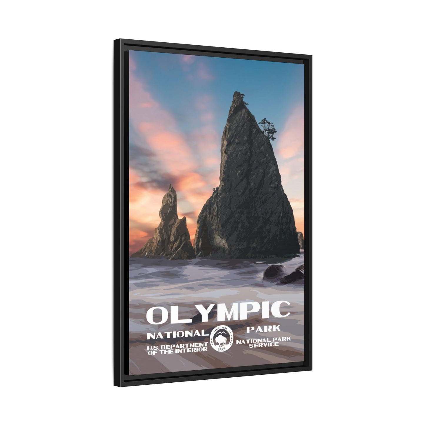 Olympic National Park Framed Canvas - WPA Poster
