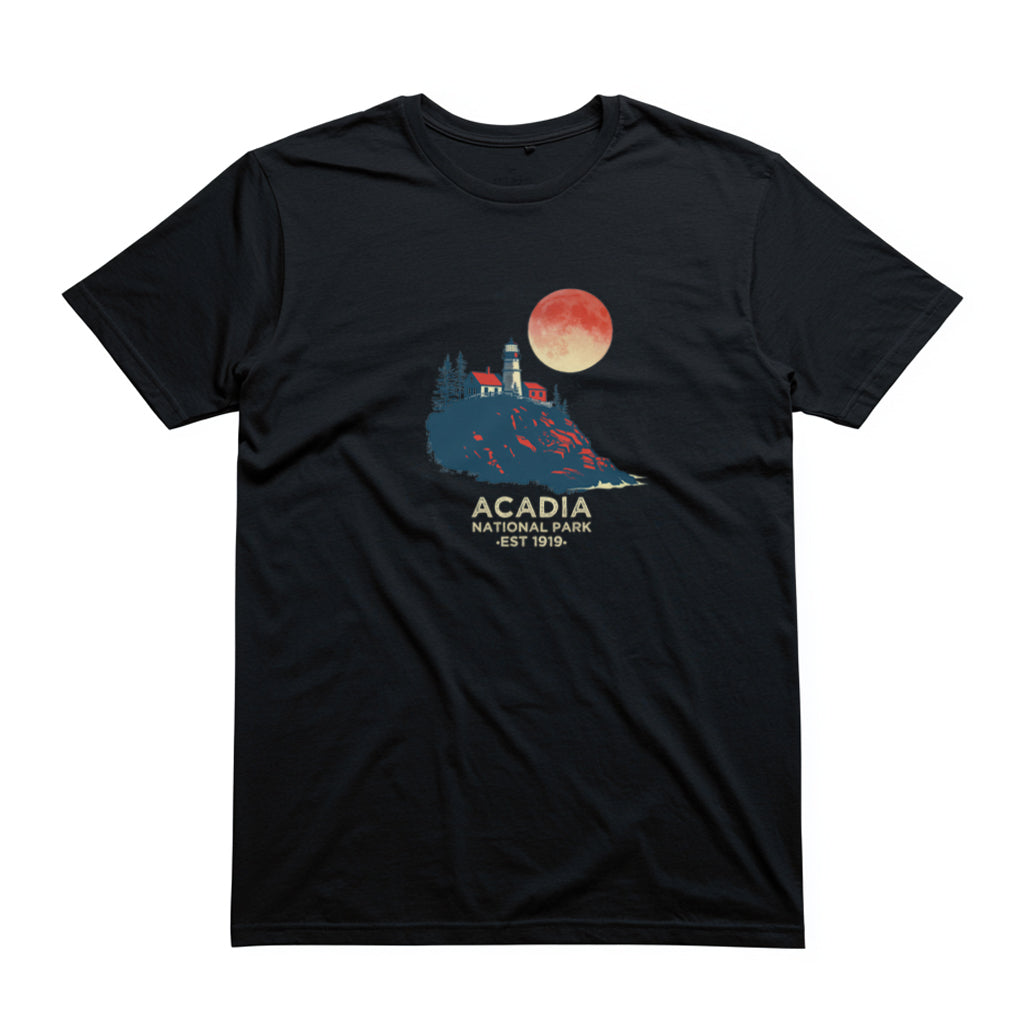Acadia National Park T-Shirt - Lighthouse in Black