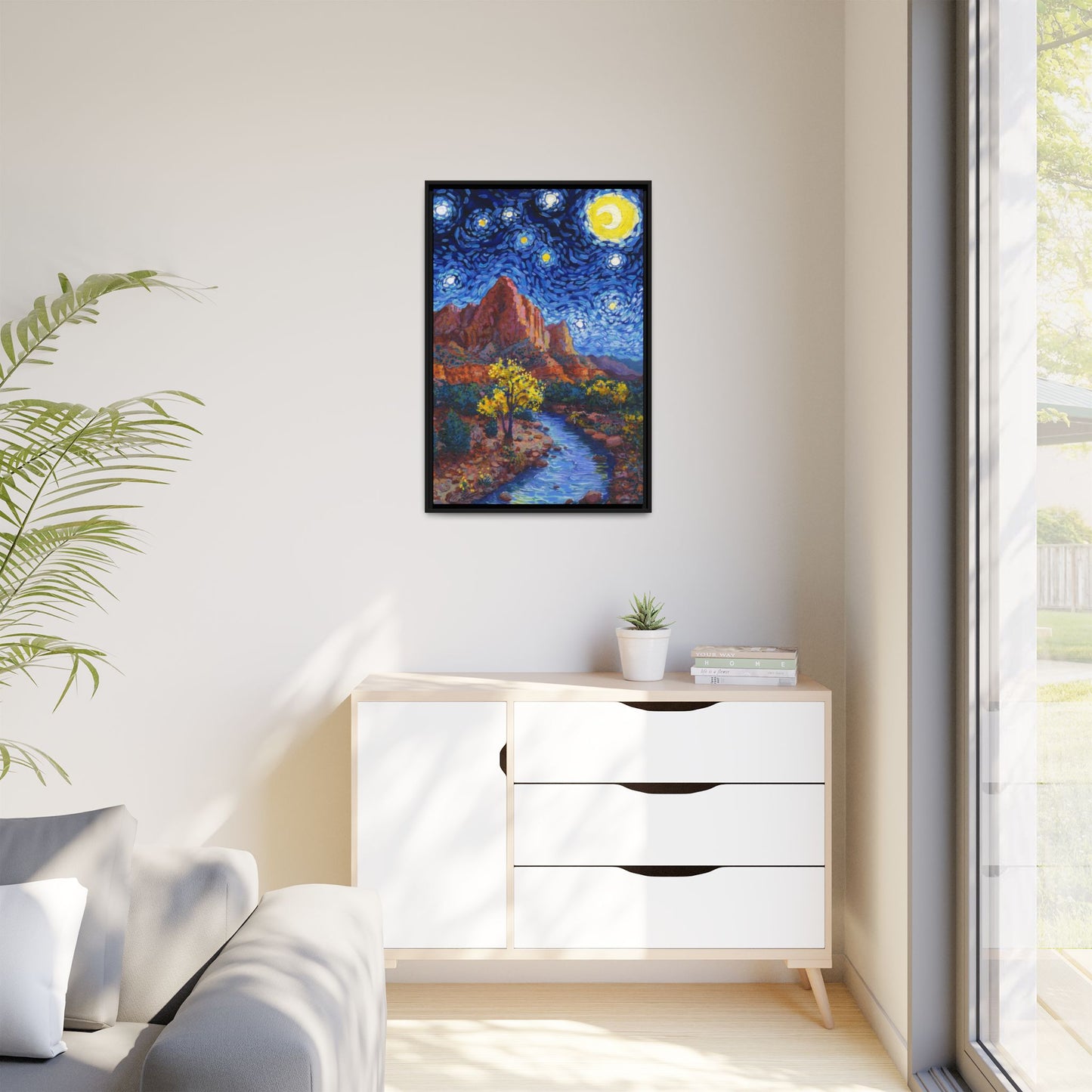 Zion National Park Framed Canvas - The Starry Night