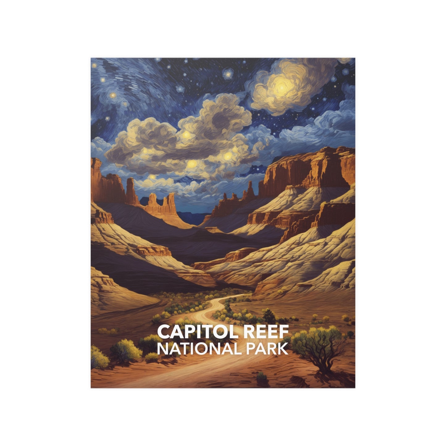 Capitol Reef National Park Poster - Starry Night