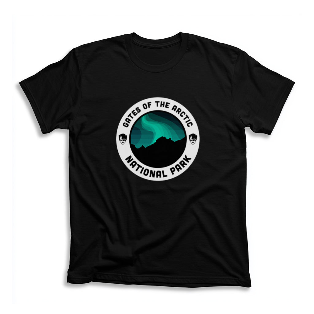 Gates of the Arctic National Park T-Shirt - Round Badge Design in Black