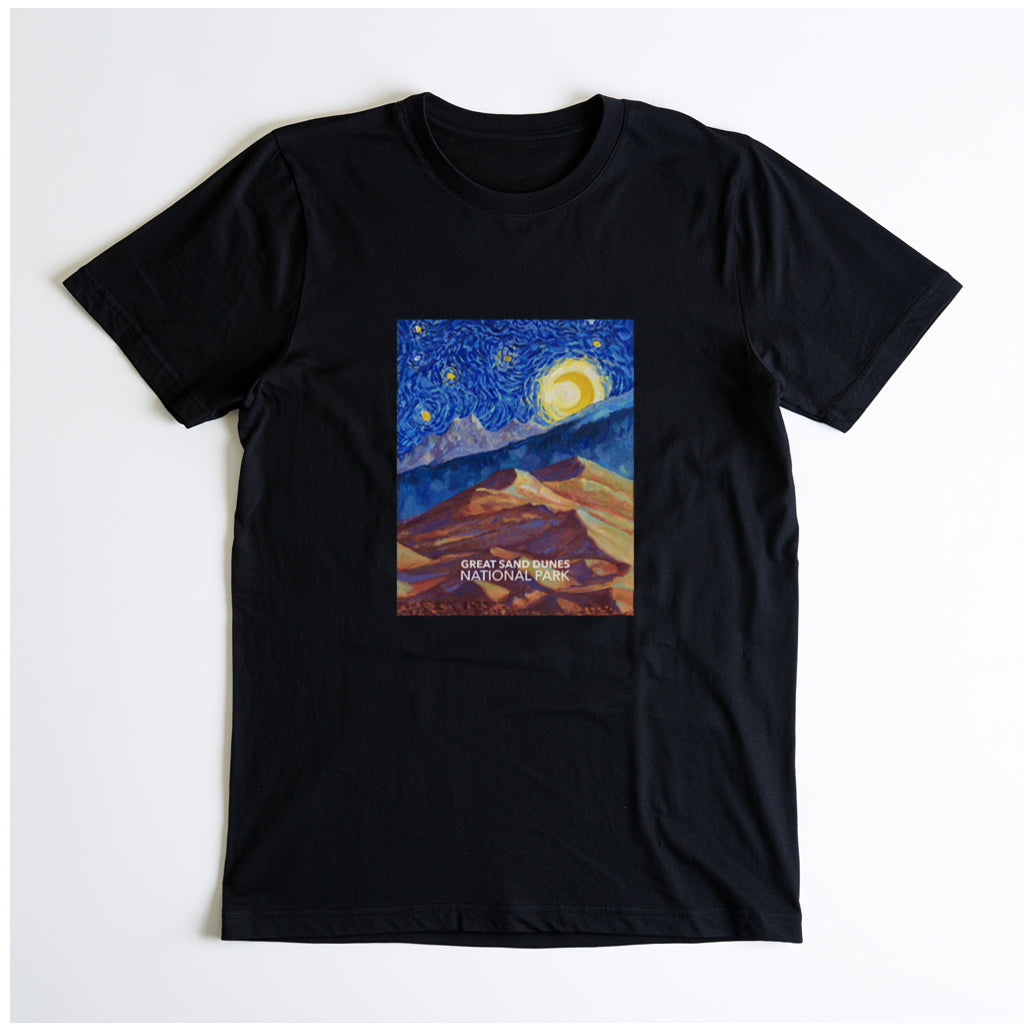 Great Sand Dunes National Park T-Shirt - The Starry Night in Black