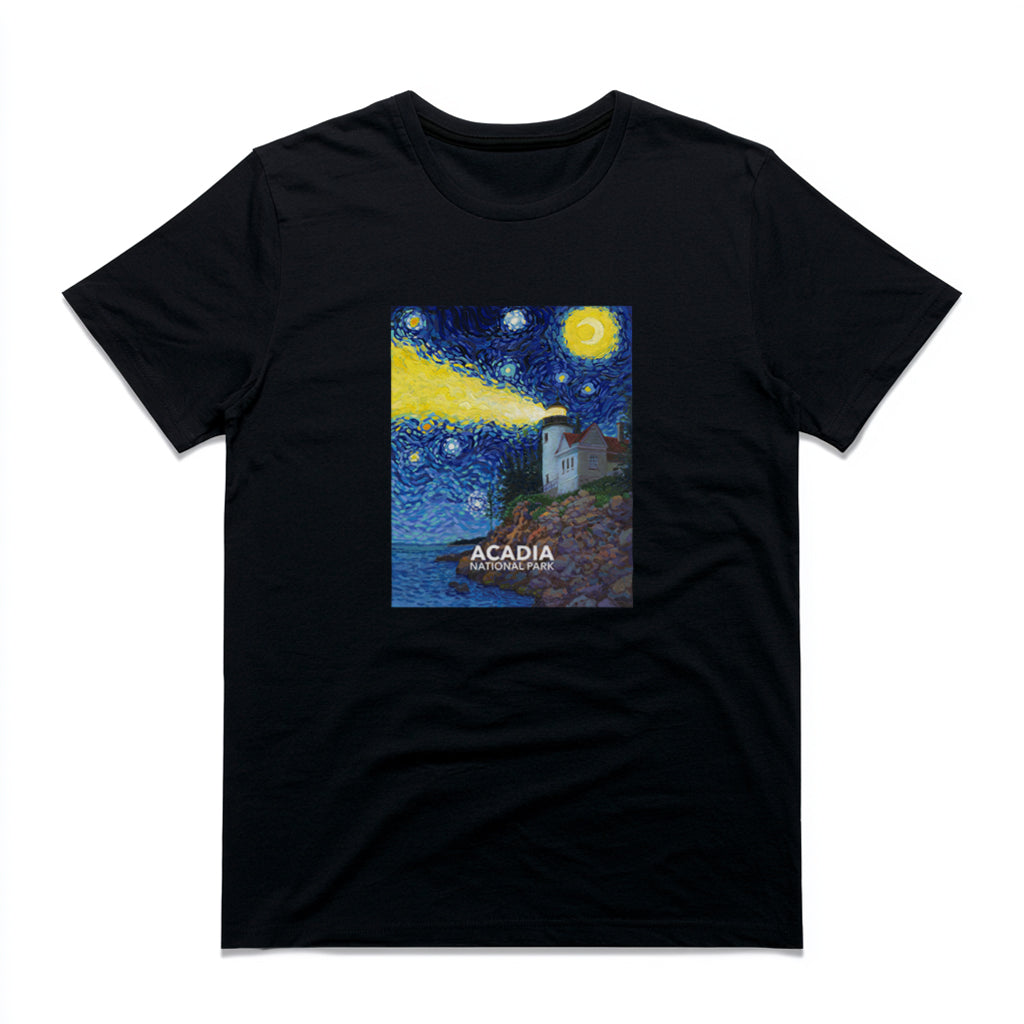 Acadia National Park T-Shirt - Starry Night in Black