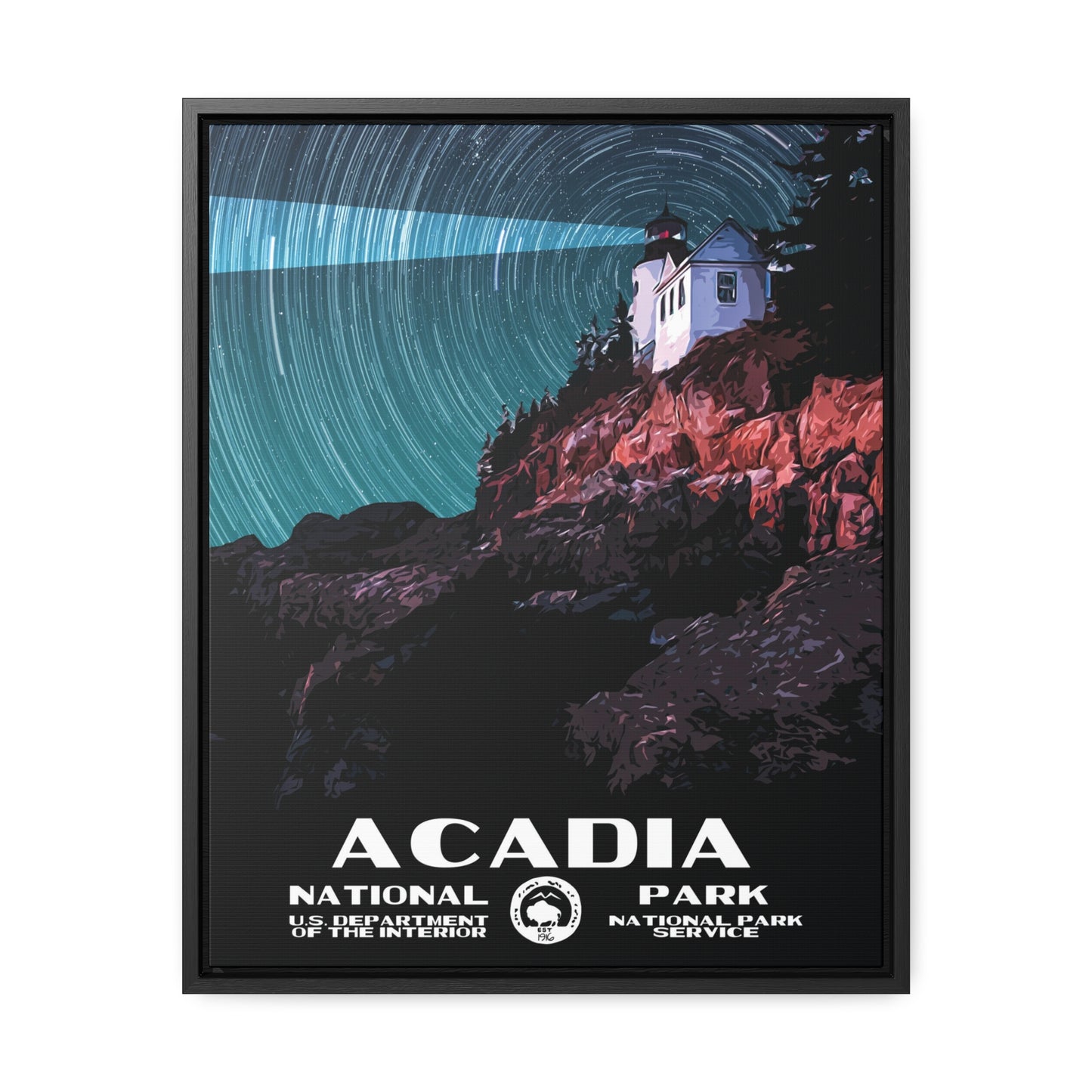 Acadia National Park Framed Canvas - WPA Poster