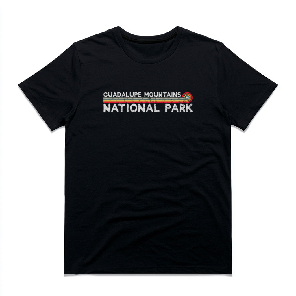 Guadalupe Mountains National Park T-Shirt - Vintage Stretched Sunrise in Black