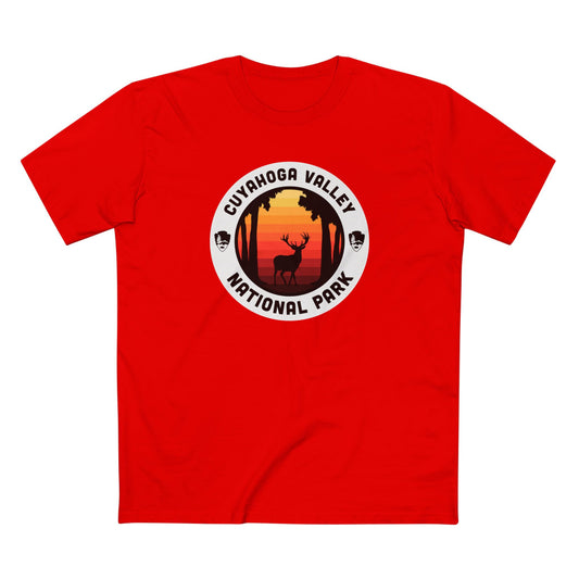 Cuyahoga Valley National Park T-Shirt - Round Badge Design in Red