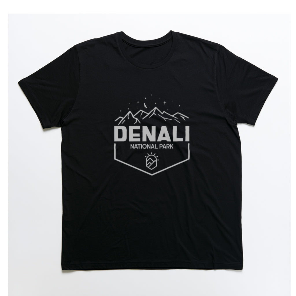 Denali National Park T-Shirt - Mountain Graphic in Black