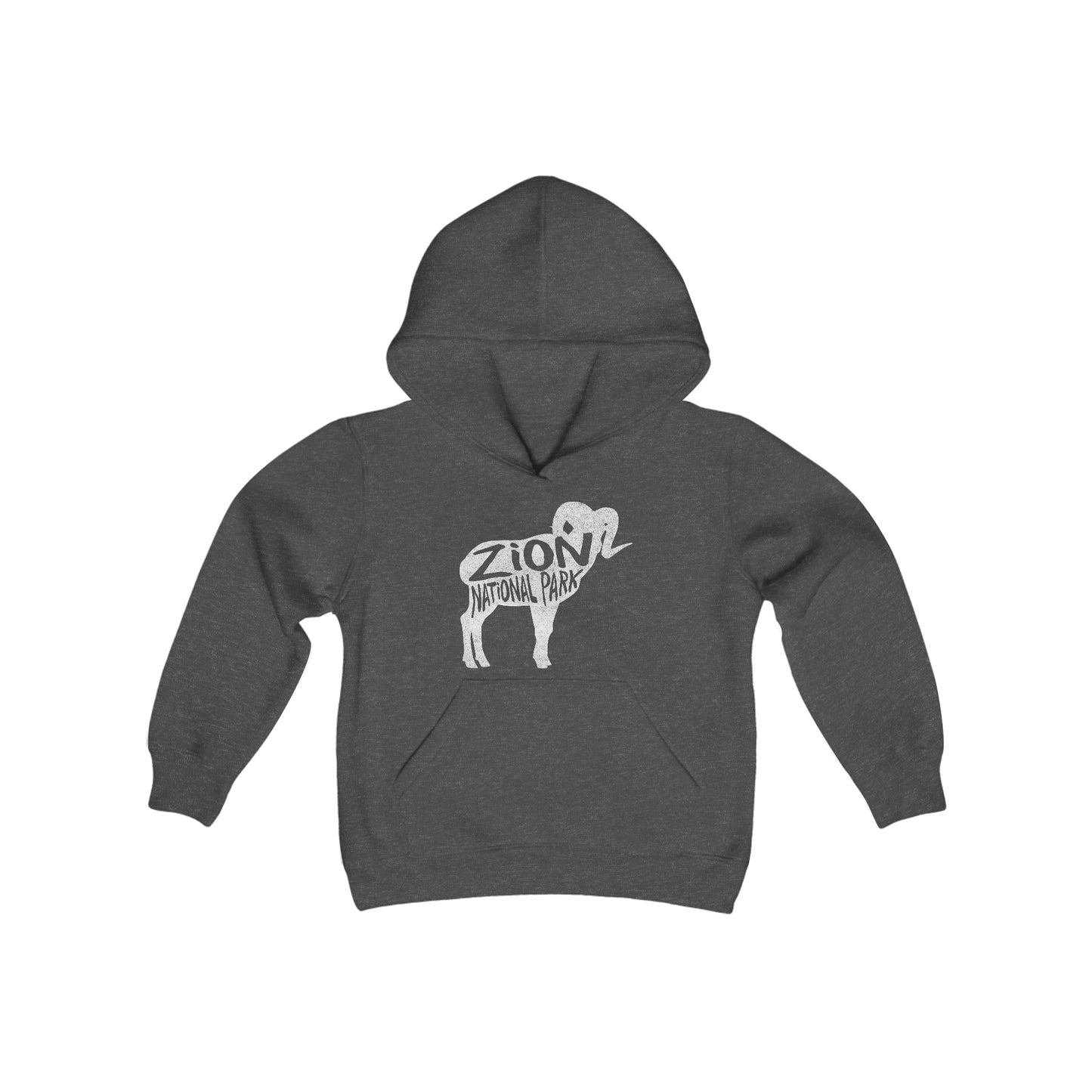 Zion National Park Kids Hoodie - Bighorn Sheep Chunky Text