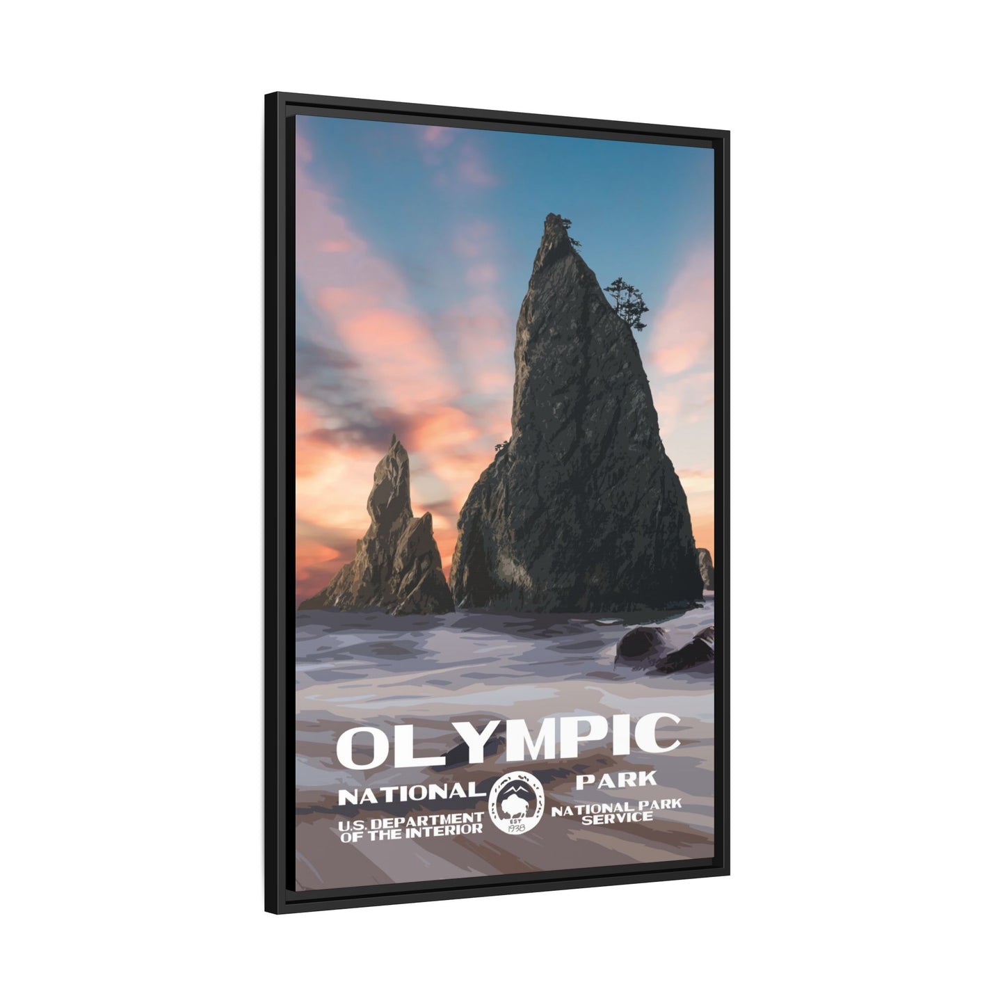 Olympic National Park Framed Canvas - WPA Poster